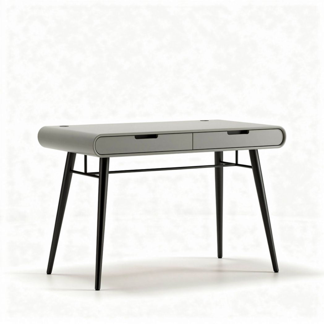 Mesa de trabalho moderna em mdf cinza com estrutura metálica 120 x 60 x 75cm